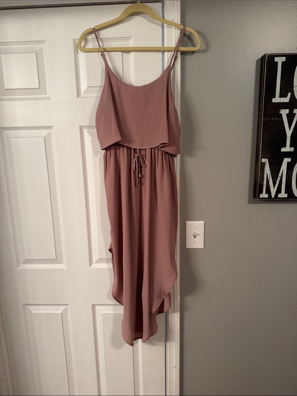High-Low Spaghetti Strap Dress in Dusty Rose